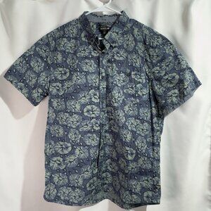 Toad and Co Men's Short Sleeve Mattock II Blue Floral Shirt Organic Cotton Large